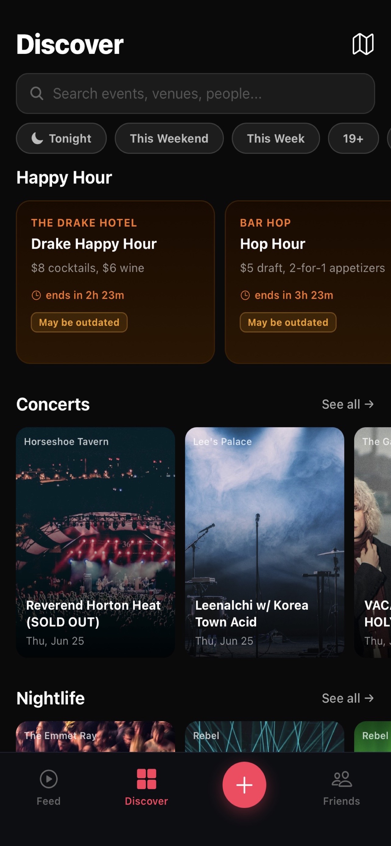 Discover screen